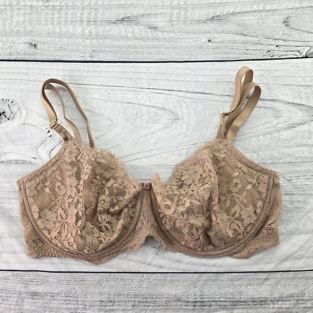 Victoria's Secret Dream Angels Push Up Without Padding Bra Tan Semi Sheer 38DD